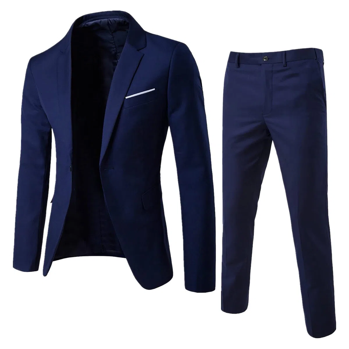 Costume pour homme 2 pièces - Coupe ajustée - Costume de mariage - Pantalon 2 pièces - Couleur unie - Costume de mariage élégant - Costume d'affaires de smoking