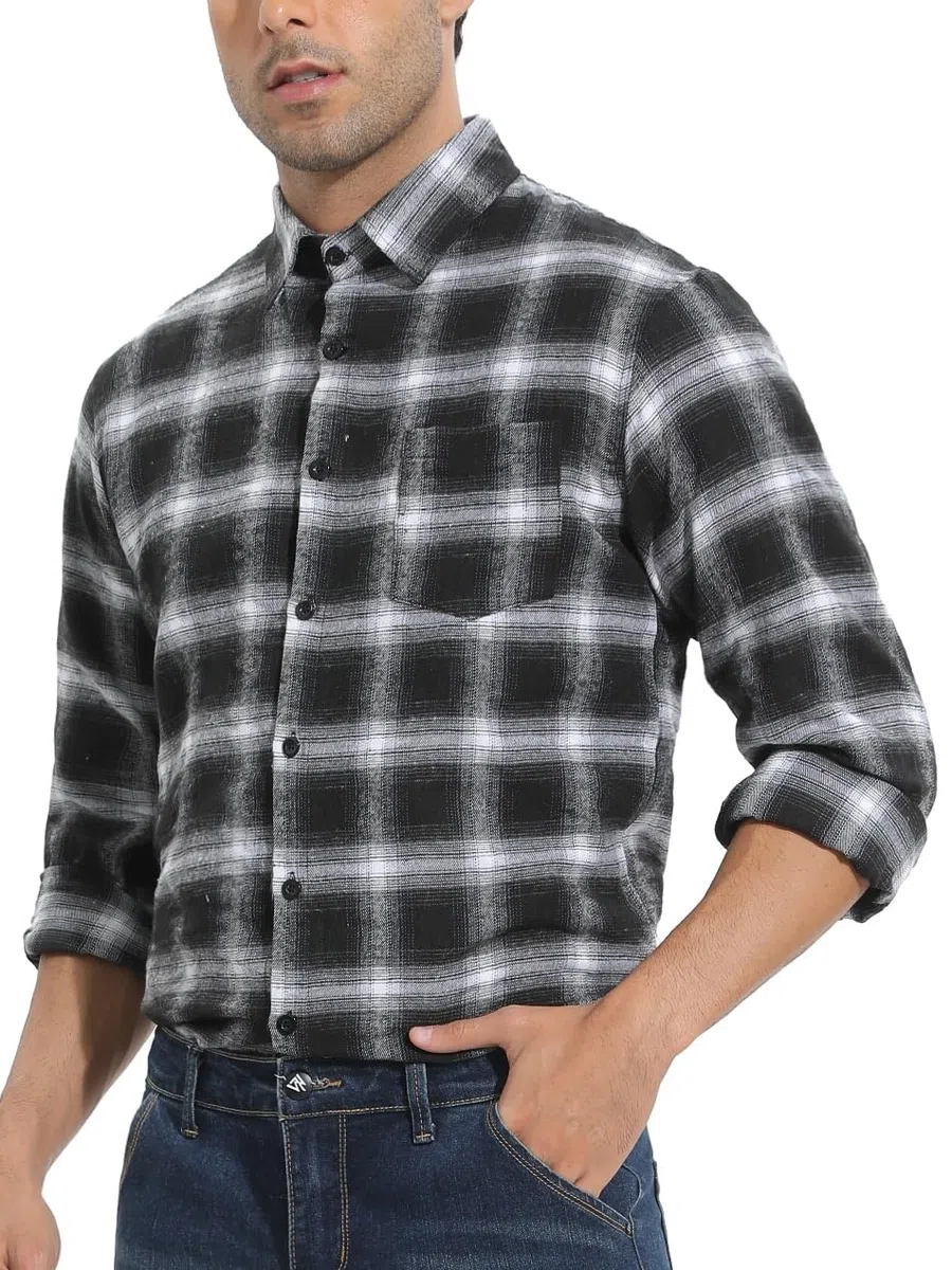 Chemisier Carreaux Coton Homme Chemise Bûcheron Western Veste à Carreaux en Flanelle T Shirt Manches Longues Casual Décontractée Classique Retro Ecossaise Gilet Blouse S-XXXL
