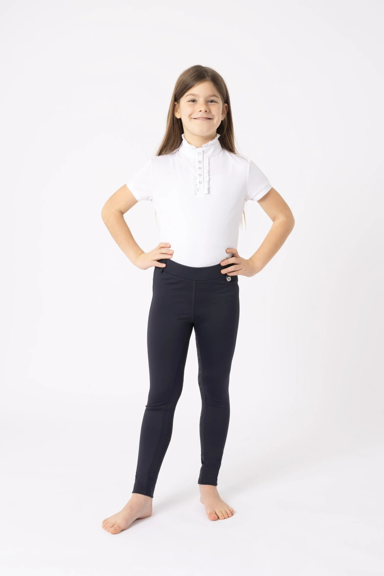 HORZE Legging d'équitation DEA, pour Enfant, Pantalon d'équitation pour Fille, Passants de Ceinture, empiècement Complet, Poche pour téléphone Portable