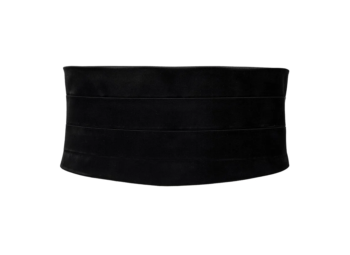 Remo Sartori Made in Italy Satin Noir Ceinture de Smoking Homme, Ajustable, Soie