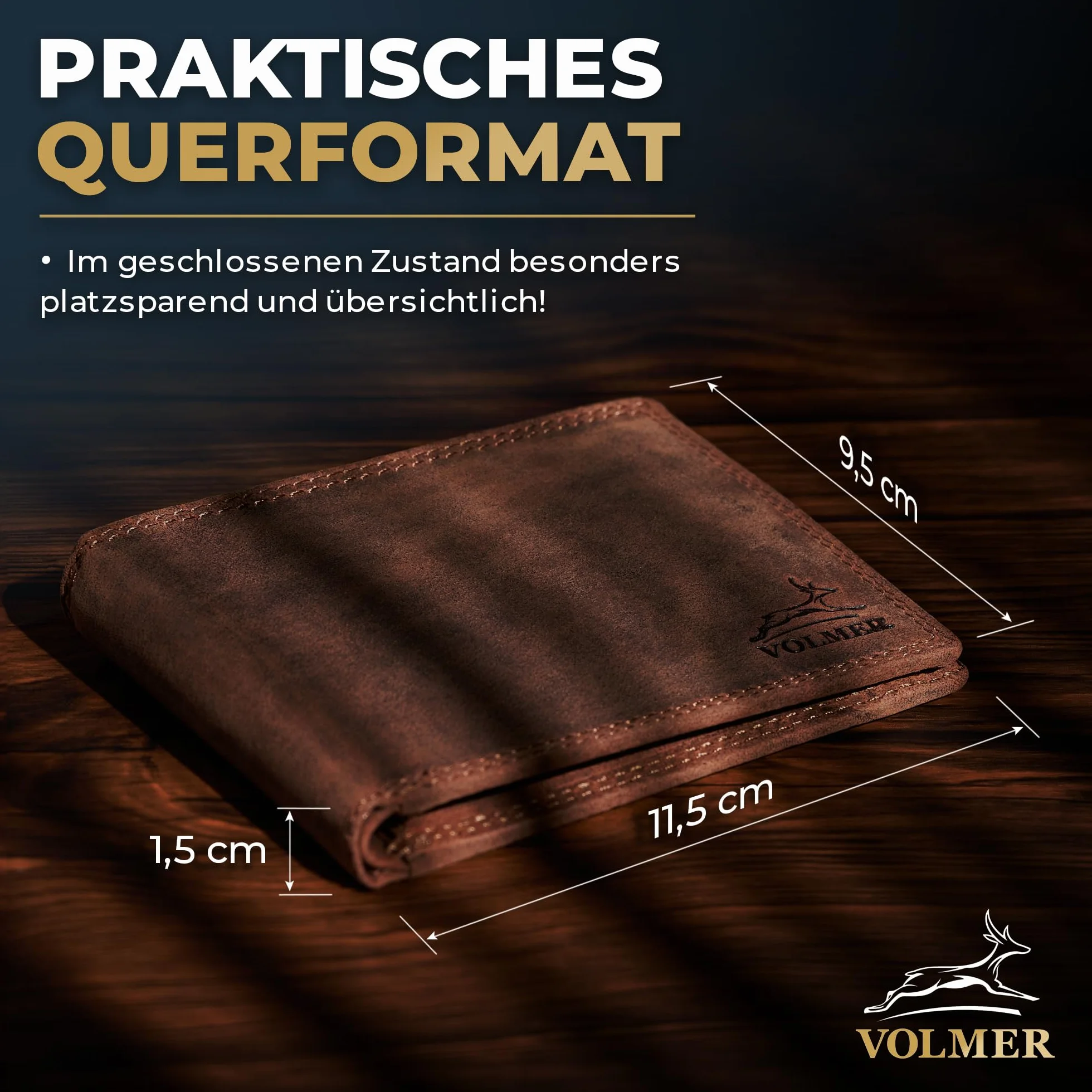 Fa.Volmer Portefeuille Fin en Cuir véritable, particulièrement Confortable et Extra Stable Blocage RFID #Easycomfort (Brun/Marron)