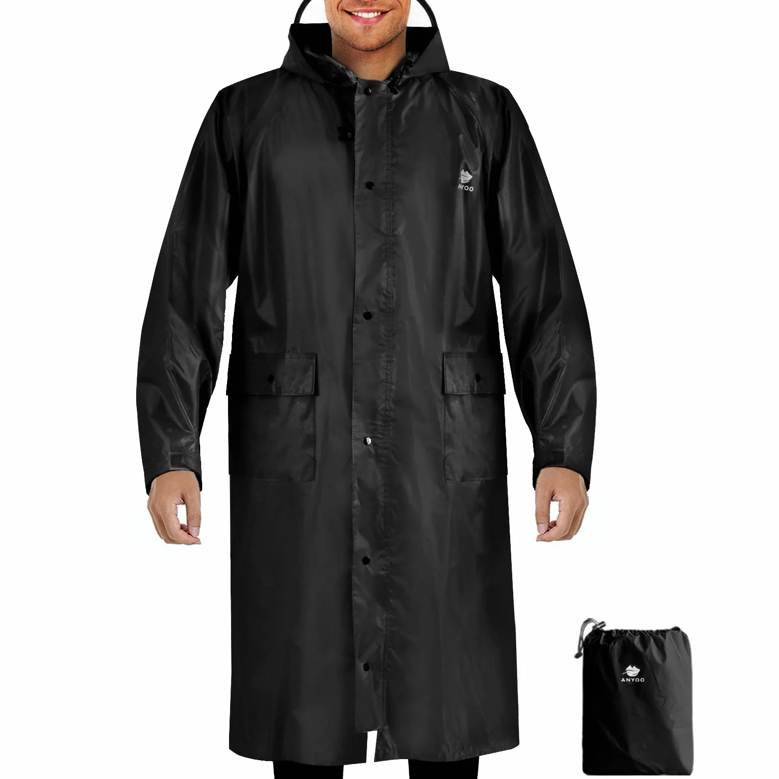 ANYOO Imperméable À l'eau Poncho Réutilisable Ripstop Respirant Multi-Usage Imperméable pour Hommes Femmes avec Capot Bâche Abreuvoir Sol Idéal pour Camping Randonnée Pêche