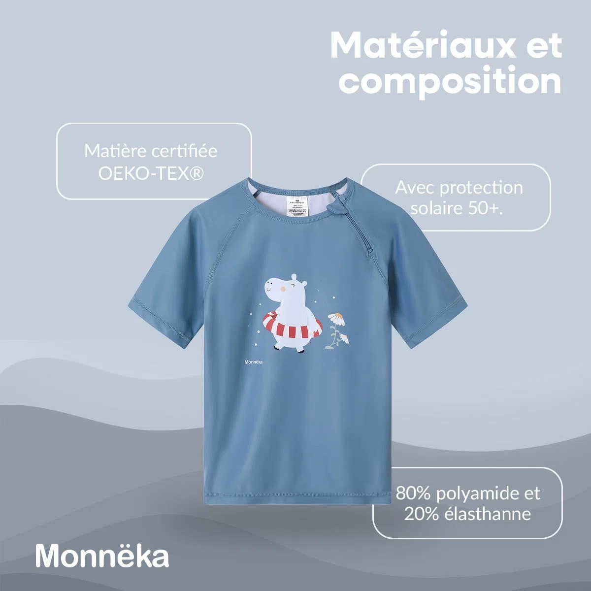 T-Shirt de Bain Rashguard pour Enfants | Maillot de Bain à Manches Courtes avec Protection Solaire pour bébés et Enfants, Doux, Confortable et Facile à Enfiler