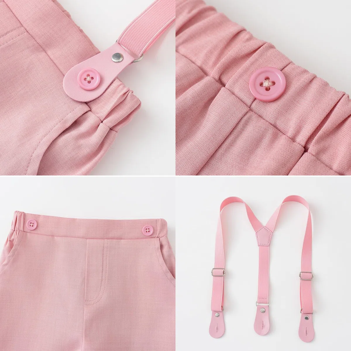Ensemble de costume formel pour garçon - Chemise à manches longues avec nœud papillon et porte-jarretelles - Costume de mariage pour garçon