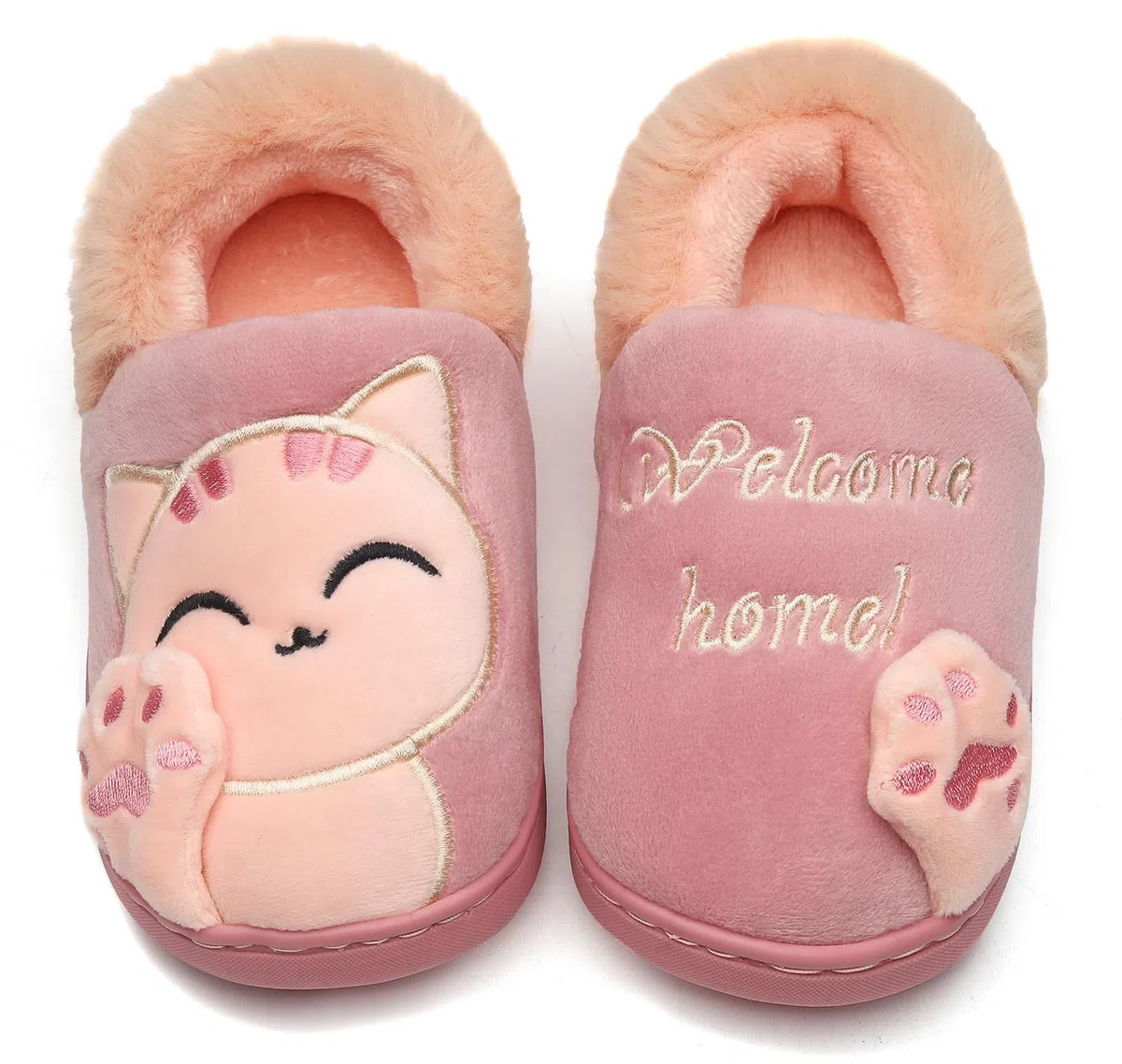 Chausson pour Enfants et Adultes Fille Peluche Pantoufle Garçon Hiver Chaussures de Maison Femmes Hommes Chaude Fourure Doublée Mules Slippers 23-44