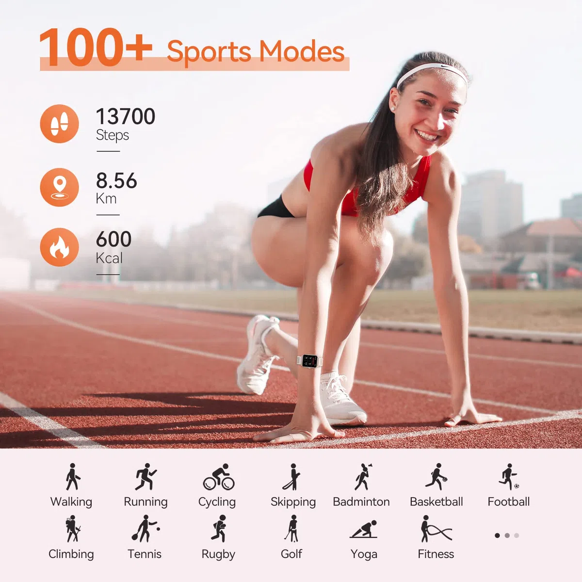 RIVERSONG Montre Connectée Femme avec Appel Bluetooth, 1,70" Montre de Sport avec Fréquence Cardiaque,SpO2, Podomètre, Cycle Menstruel, Moniteur de Sommeil, Étanche IP67, pour Android/iOS, Rose