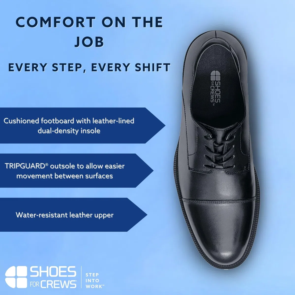 Shoes for Crews Senator – Chaussures de Travail Confortables en Cuir, Semelle intérieure matelassée, Semelle extérieure antidérapante, Style Bureau Classique – pour Hommes