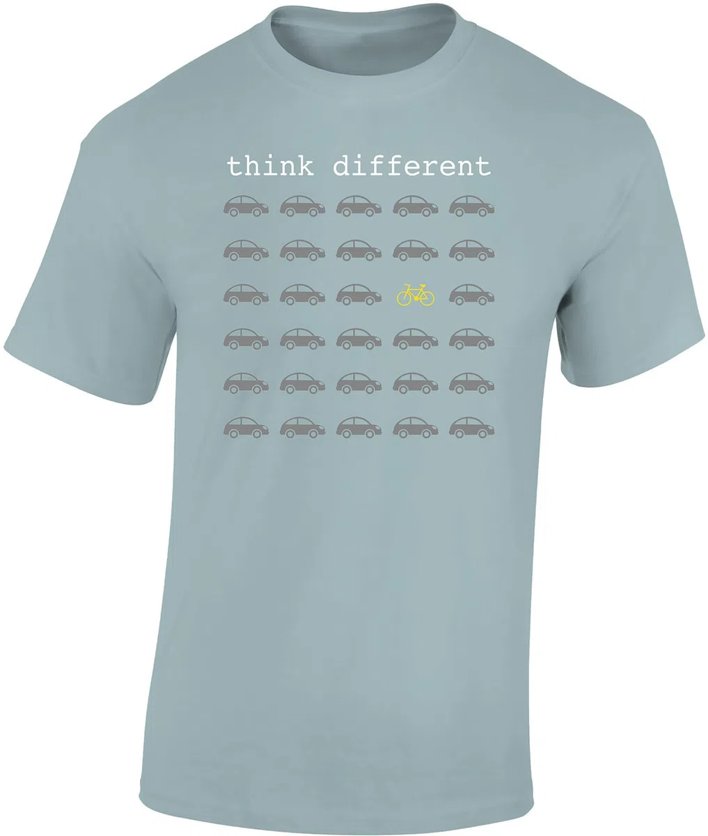 T-shirt de vélo pour homme : Think Different – T-shirt de sport pour homme – Accessoires de vélo électrique