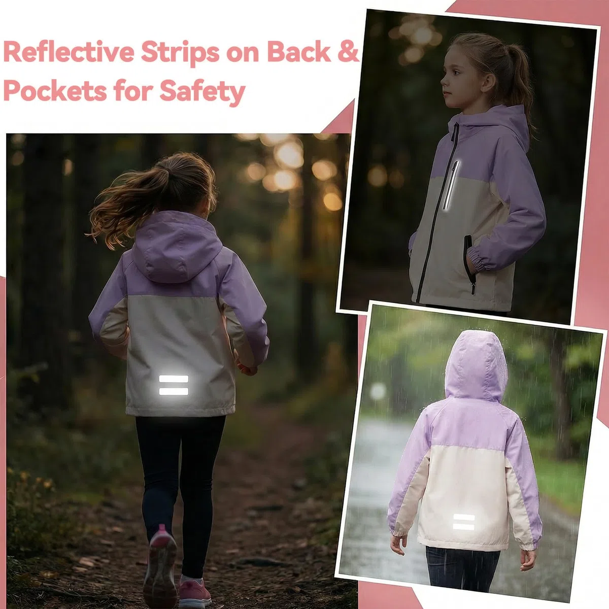 Garçon Filles Manteau Imperméables Outdoor Veste de Pluie Enfant Léger et Coupe-vent Blouson à Capuche Respirant Manteaux Mi-saison Printemps Automne Vêtement pour 5-13 ans