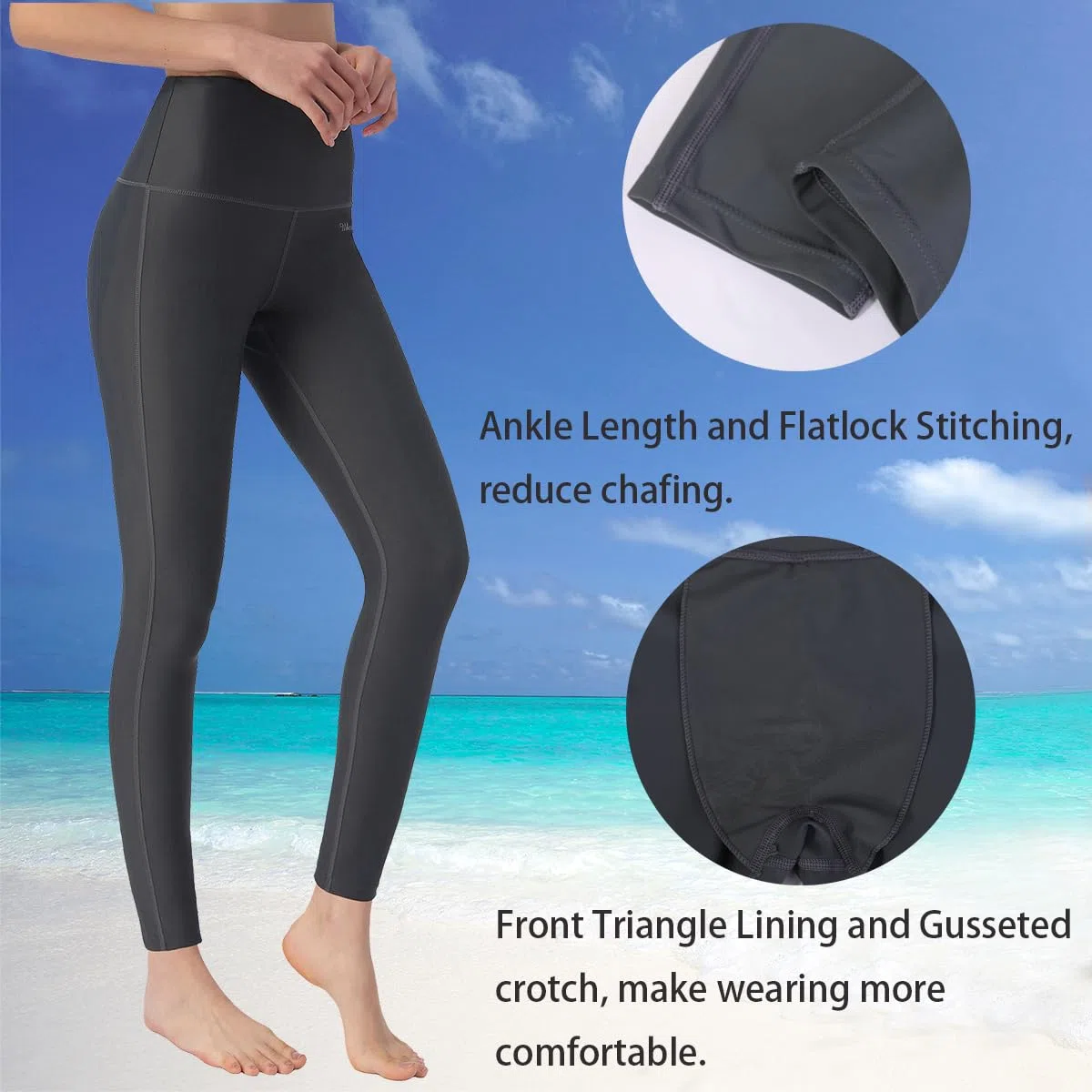 Ubestyle Pantalon de bain taille haute UPF 50+ pour femme - Legging de natation - Protection solaire