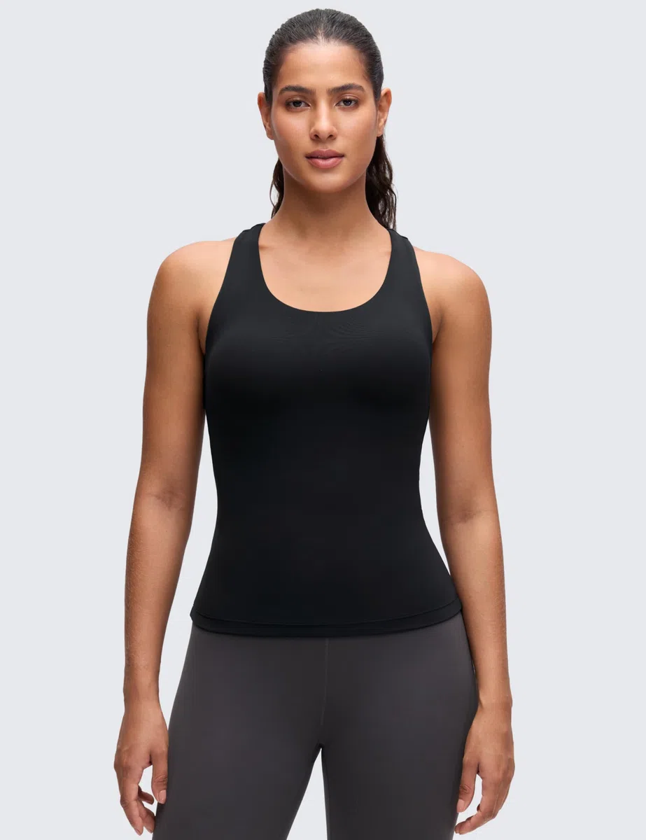 CRZ YOGA Butterluxe Palangre Débardeurs d'entraînement pour Femme avec Soutien-Gorge de Sport Intégré à Dos Nageur