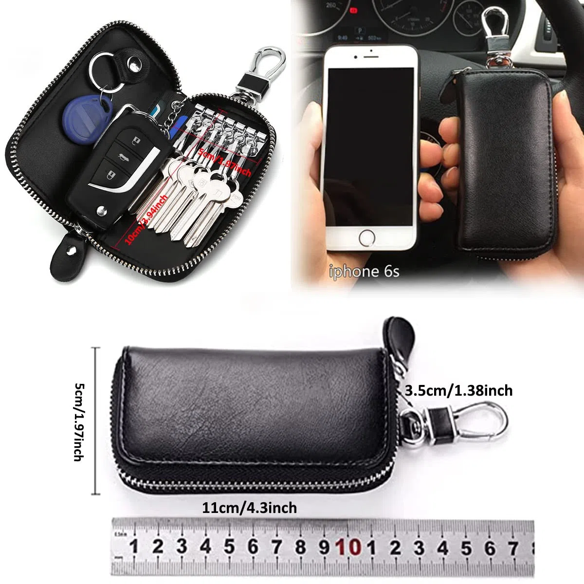 Showay Porte-clés de Voiture Unisexe (1 pièce), Rouge, 4.3 x 2.4inch, Classique