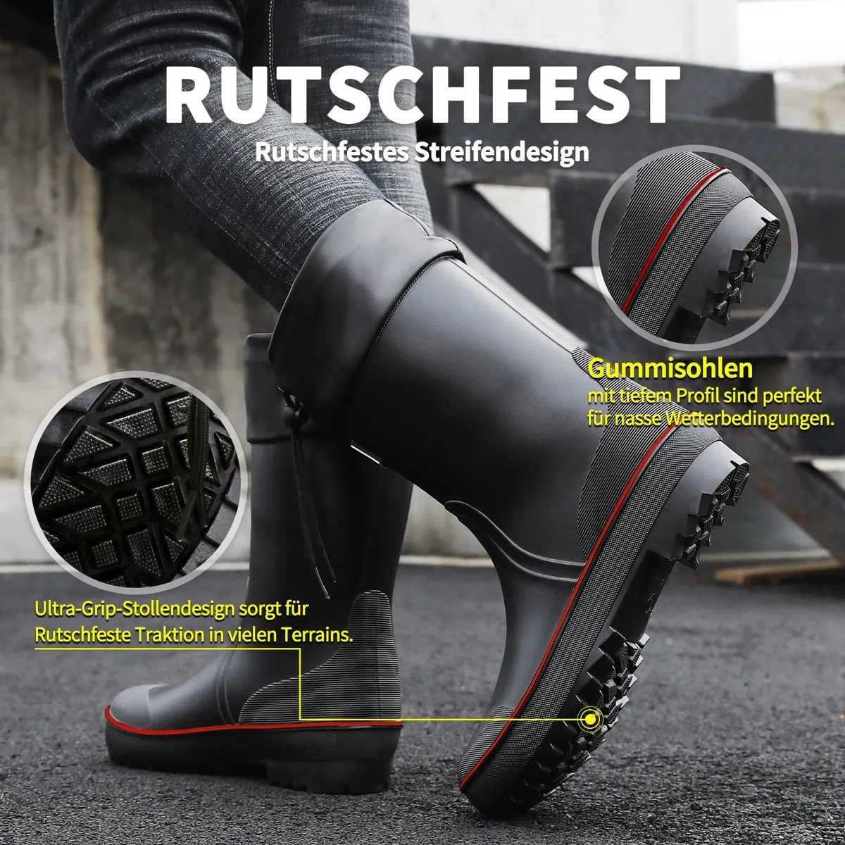 Bottes Caoutchouc Homme Botte Bottes de Pluie Bottes Jardin Rain Boots Jardinage Bottines