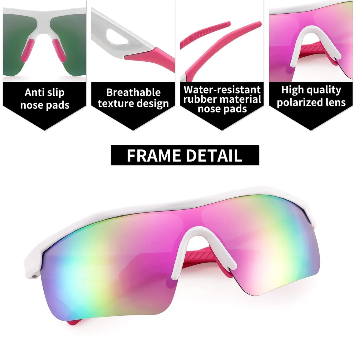 FEISEDY Sport Polarisées Lunettes de Soleil pour Enfants Protection UV400 Ultra Léger Flexible TR90 Cadre pour les Enfants Garçons et Filles de 7-12 ans B2454