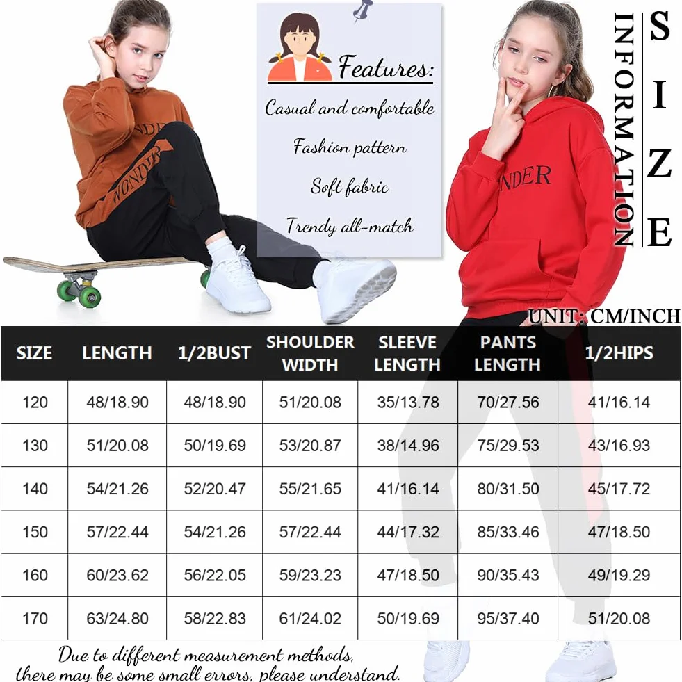 Ensembles de Sport pour Enfants Fille Survêtement Jogging Automne et Hiver Costume Joggers Sweatshirt+Pantalon de Sport Combinaison de Jogging