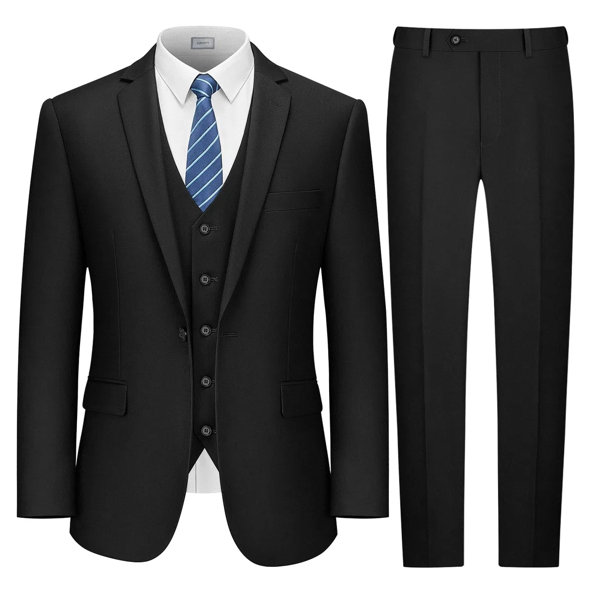 LUPURTY Costume 3 pièces pour Homme, Coupe ajustée, Veste