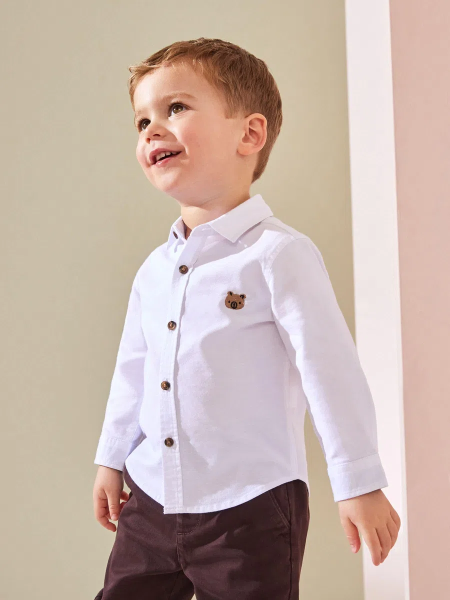 NEXT Garçon Chemise Oxford à Manches Longues White Character 9 Mois-12 Mois