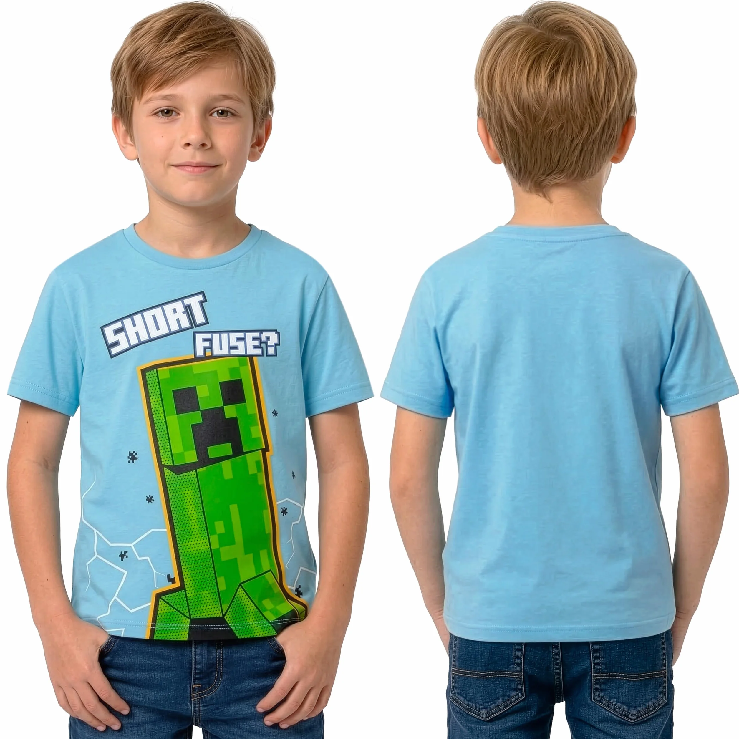 Minecraft T-Shirt pour Garçons, Lot De 3 T-Shirts Gaming pour Garçons, Pack Multiple De T-Shirts Enfants