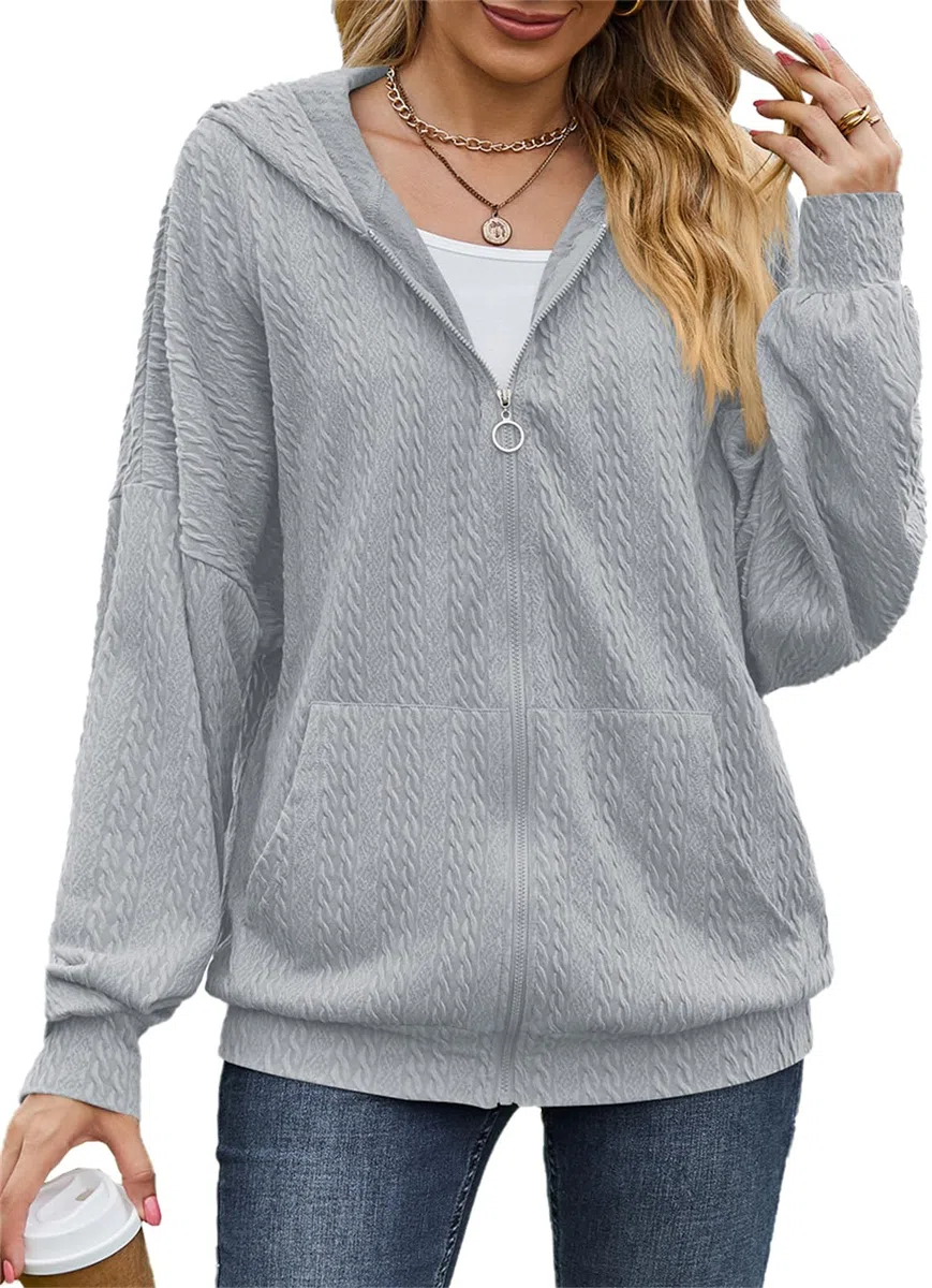 PANOZON Femme Sweat À Capuche Fermeture Éclair Hooded Cardigan Cordon Sweat-Shirt Loisir Ample Outerwear avec Poches