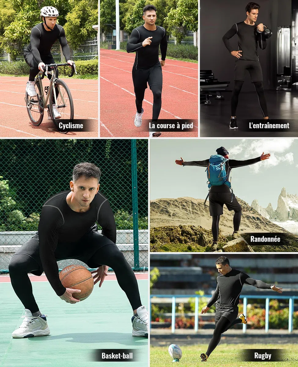 Niksa Ensemble Compression Homme Tenue Sport Fitness Vêtement Running Tee Shirt Compression Legging Sport Short Running
