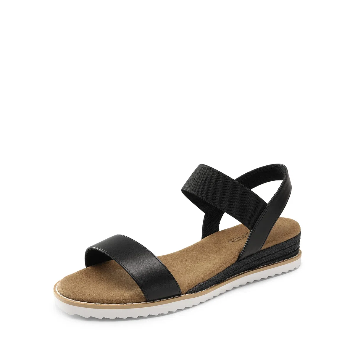 DREAM PAIRS Sandales Plates Femme avec Brides Élastiques, Sandales d'Été Confortables à Petit Talon Compensé, Chaussures Légères Antidérapantes pour Marche