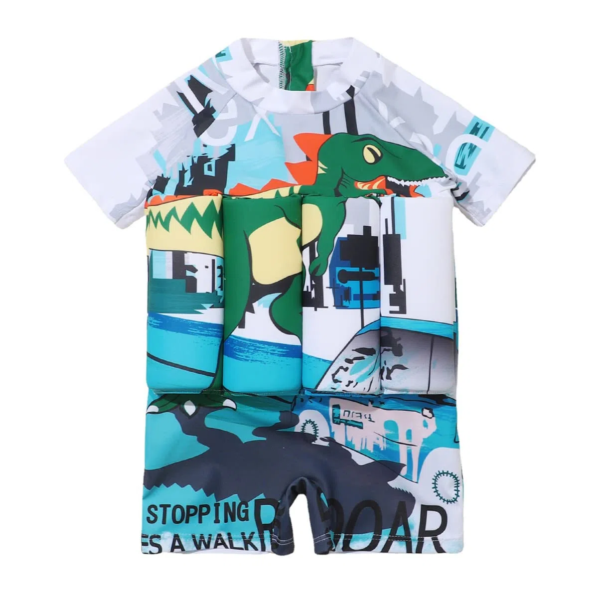 Bébé Garçon Tout-Petit Flotteur Maillot de Bain Une pièce Flottant Manche Courte Flottabilité réglable Maillots Vêtements de Plage d'été Rashguards