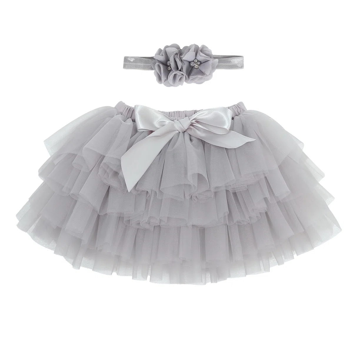Bébé Tout-Petit Enfant Fille Tutu Princesse Mini Jupe Super Doux Tulle Taille Élastique Ballet Avec Protège-Couche + Bandeau