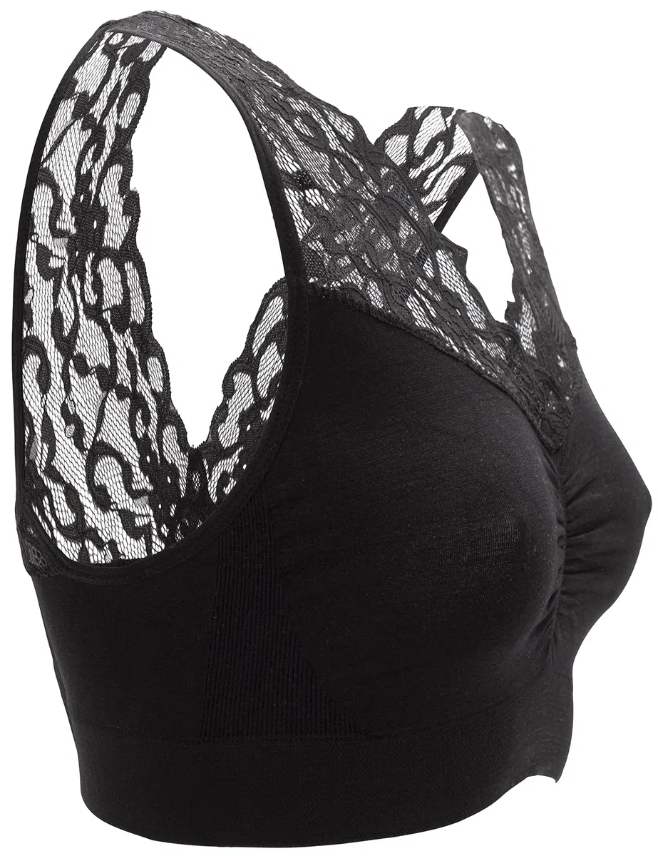 UnsichtBra Lot de 3 bustiers, avec dentelle fine, soutien-gorge pour femme, sans armatures, doux, brassière d'allaitement pour dormir