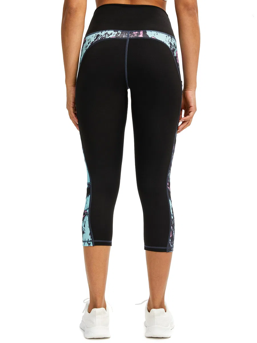 Pantalon de sport 3/4 pour femme - Avec poches - Opaque - Pantalon de fitness - Pantalon de course pour femme