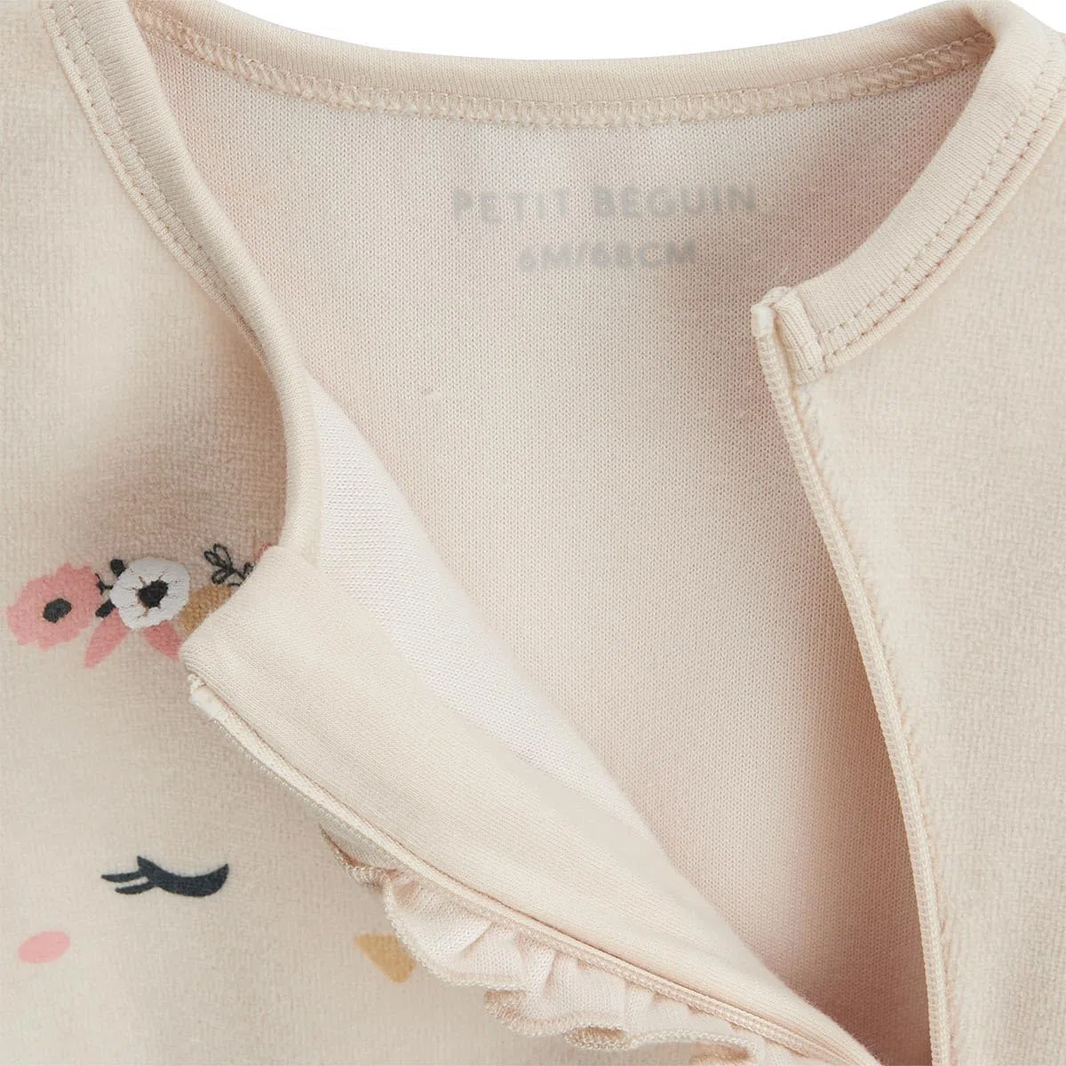 Petit Béguin - Lot de 2 pyjamas bébé en velours ouverture zippée Perle