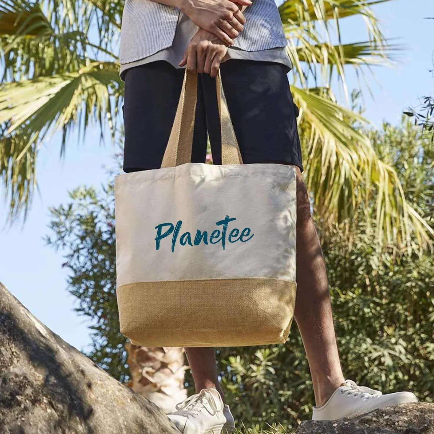Sac Cabas de Plage Personnalisable | Toile de Jute Coton Courses Idée Cadeau Collègue Bureau Travail