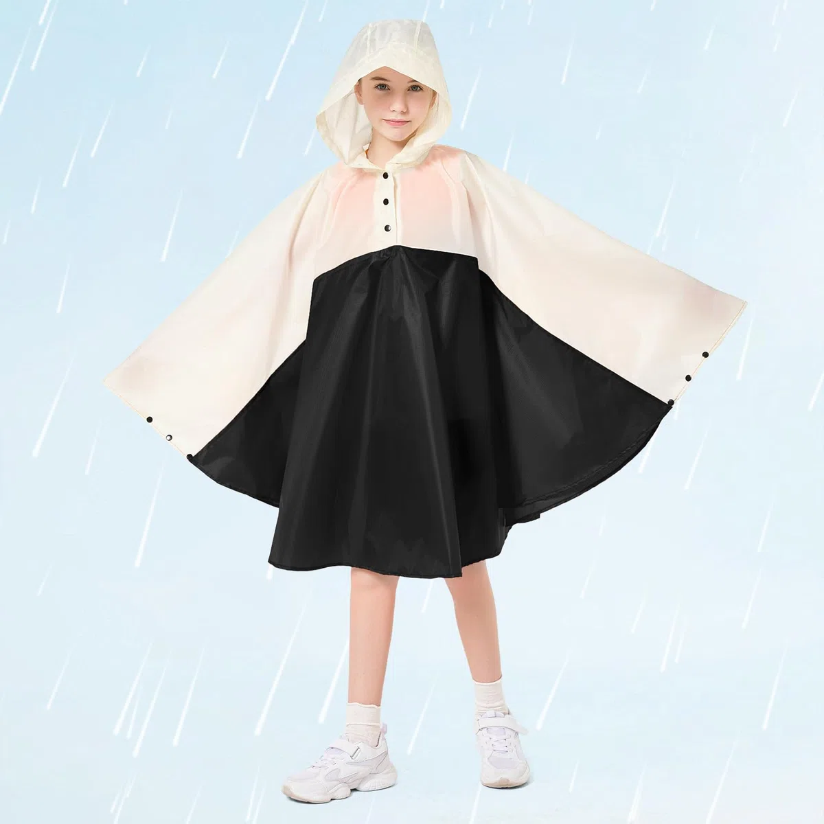 KAKU NANU Poncho de pluie pour enfants de 3 à 13 ans, léger, imperméable, avec capuche, réutilisable
