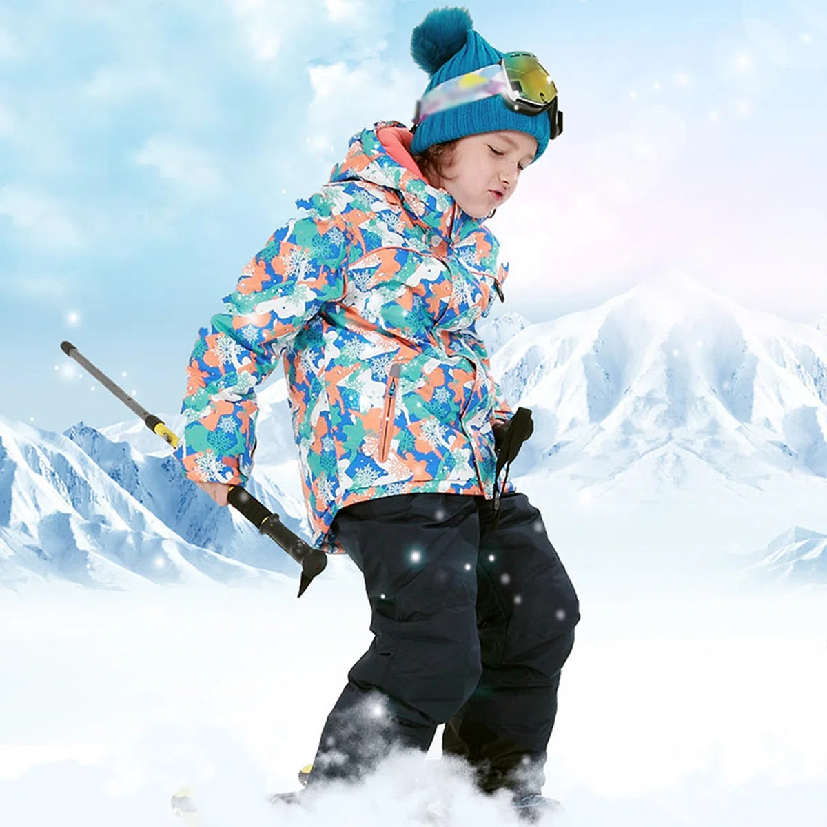 Combinaisons de Neige Enfant Garçon à Capuche Coupe-vent et Imperméable Combinaison de Ski Fille en Polaire Chaude Vêtements de Ski
