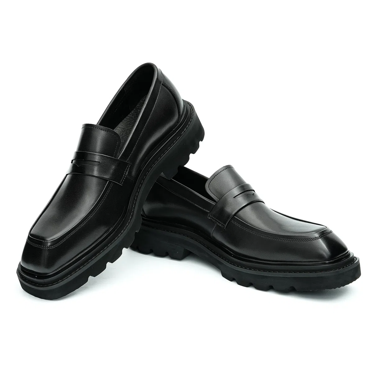 Mocassins Confortables à Semelle Epaisse pour Hommes Chaussures à Enfiler en Cuir Formel Affaires