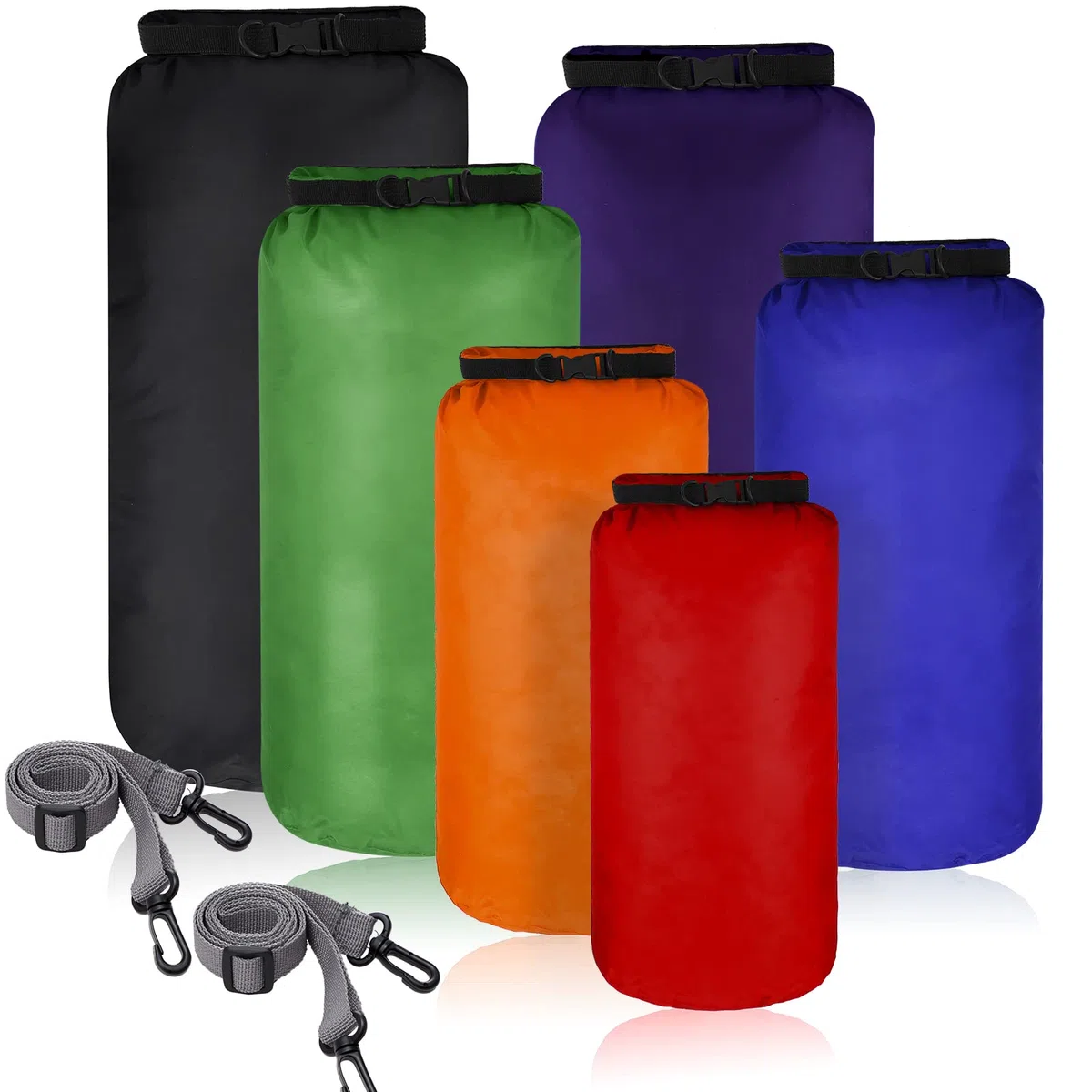 Shappy 6 Sacs Étanches Sac à Sec Ensemble Combiné de Sacs Étanches Légers Hermétiques avec Capacité de 20 L 15 L 10 L 8 L 5 L 3 L et Bretelle Longue Réglable pour Kayak Bateau
