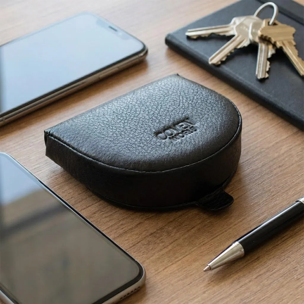 Coveri, Porte-Monnaie à Talon, Porte-Euros, pour Homme, Cuir véritable Noir -