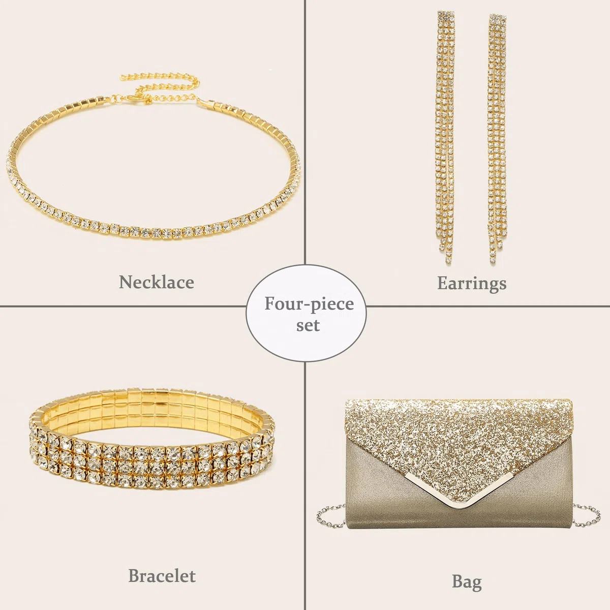 Lot de 4 sacs à main à paillettes pour femme - Sac à main de soirée ou de mariage - Accessoire de mariage - Pour bal de fin d'année - Élégant