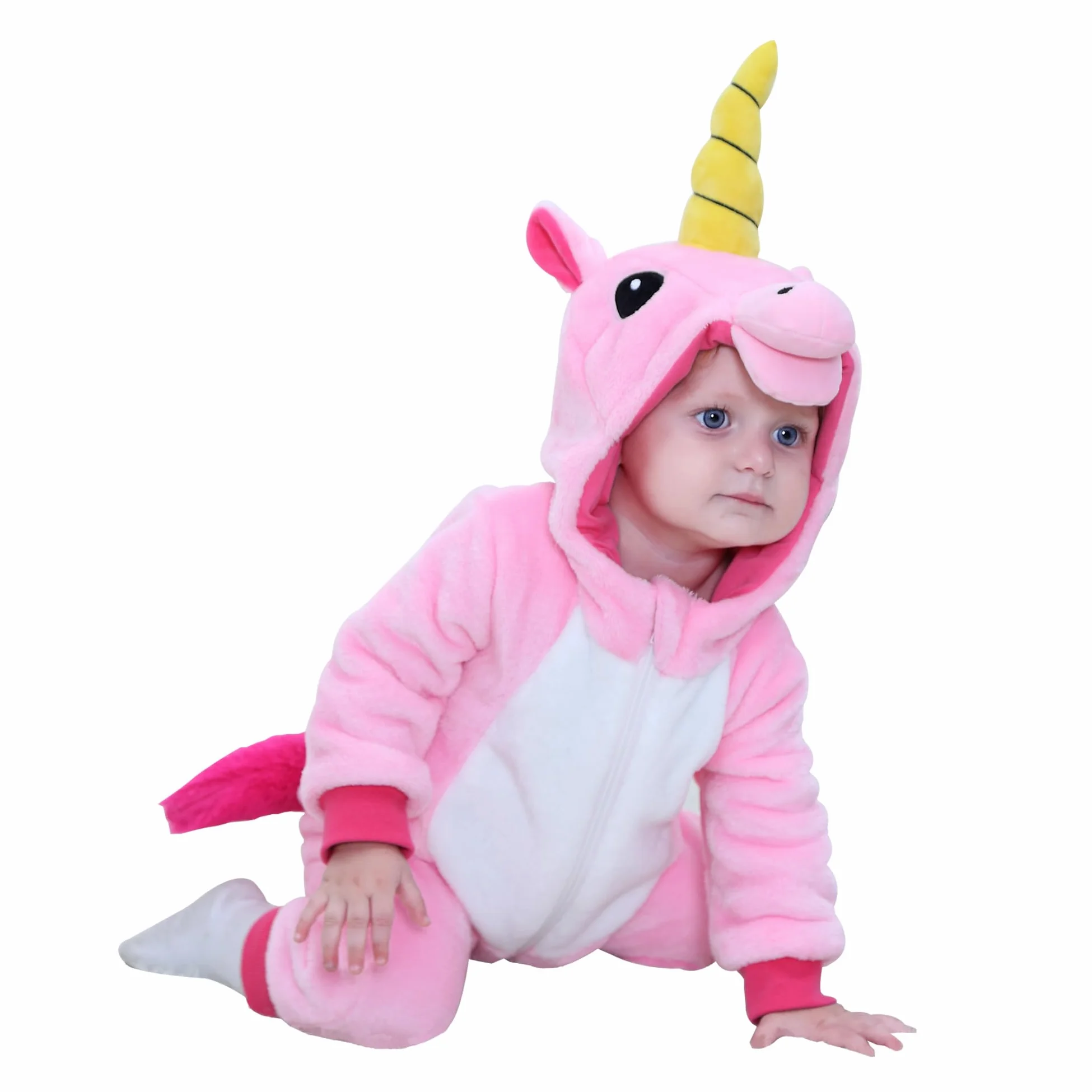 Bébé Garçon Filles Flannelle Animal Pyjama À Capuche Licorne Unésies