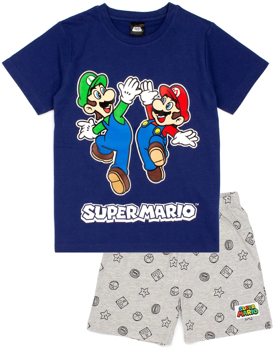 Super Mario Nintendo Pajamas Boys Kids Luigi Bleu ou Red Short PJS