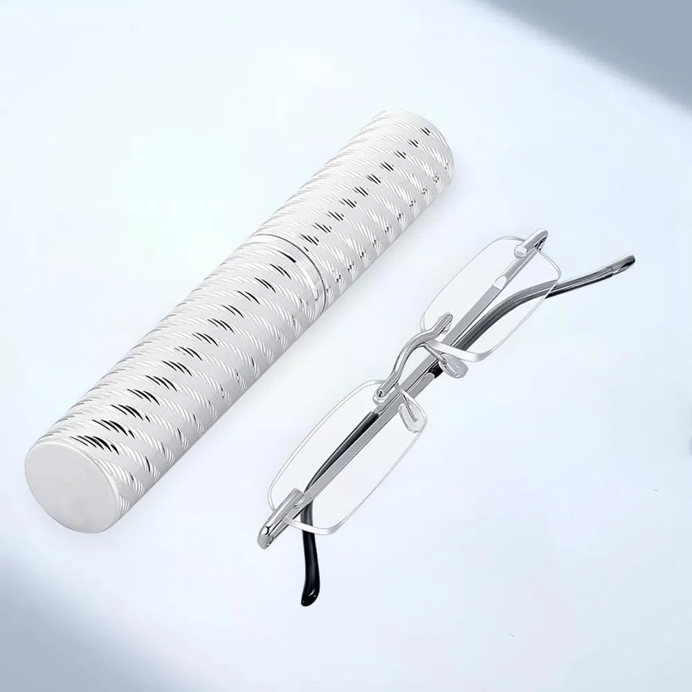 TERAISE Mise à jour des lunettes de lecture légères Lecteurs sans cadre lentille claire pour hommes et femmes avec étui pour tube Clip Pen
