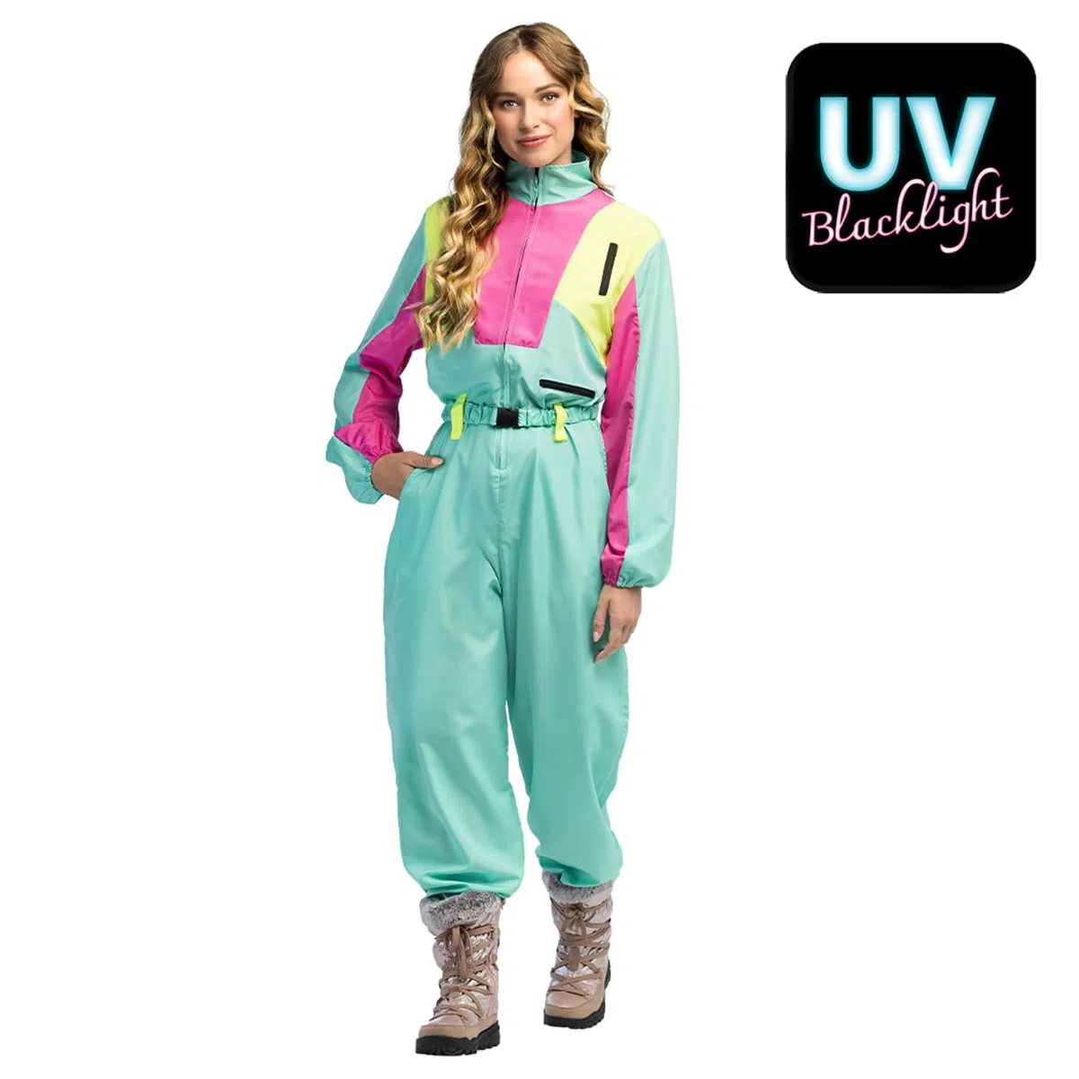 Boland Combinaison de ski rétro, lumière noire, années 80, costume femme, vêtements de ski et de fête