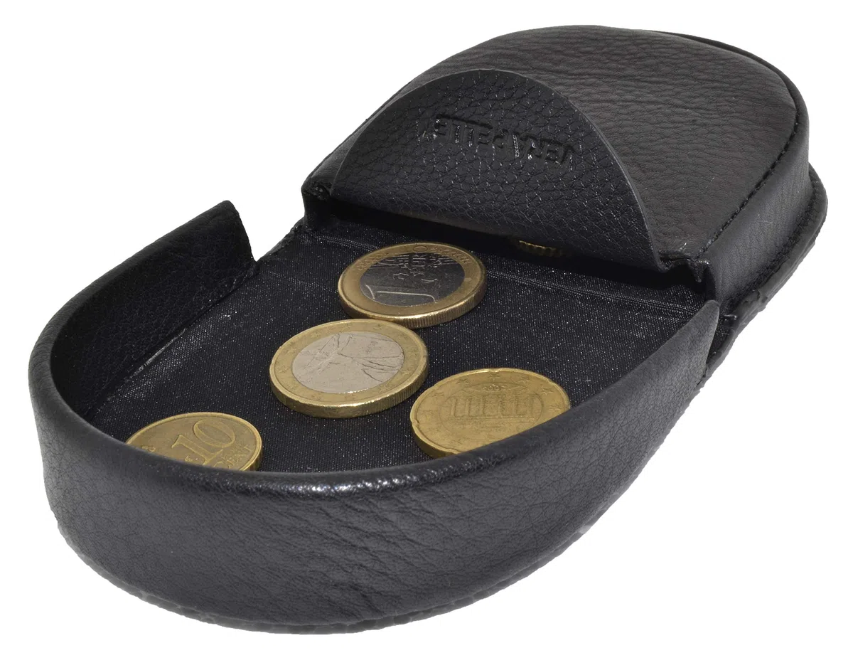 Coveri, Porte-Monnaie à Talon, Porte-Euros, pour Homme, Cuir véritable Noir -