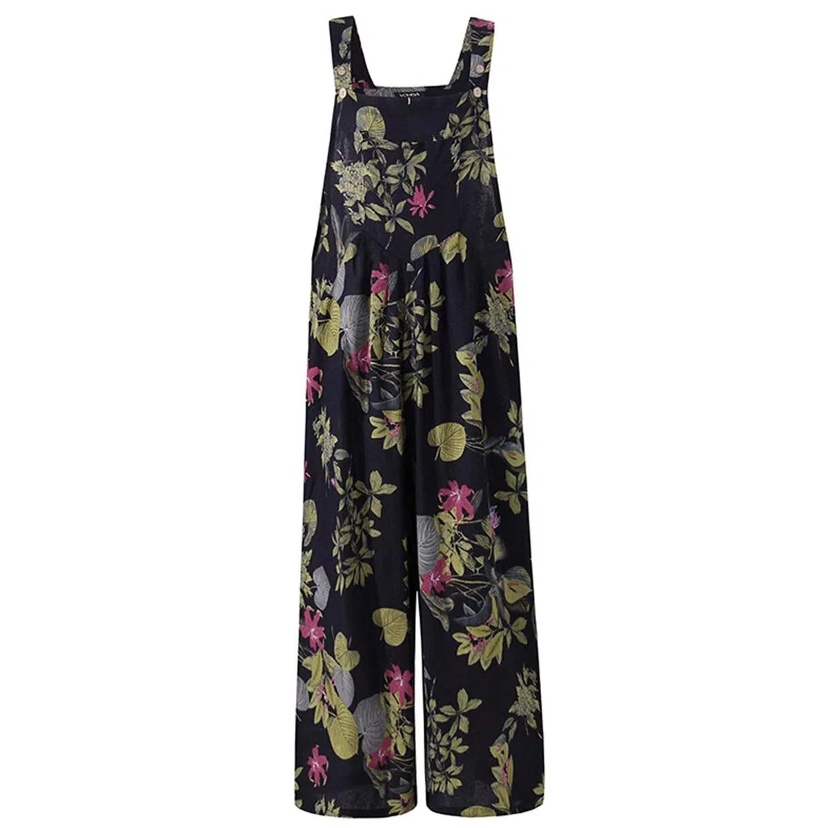 Carolilly Combinaison d'Été sans Manche pour Femme Pantalon Salopette Imprimée avec Poches Jumpsuit Chic et Élégant