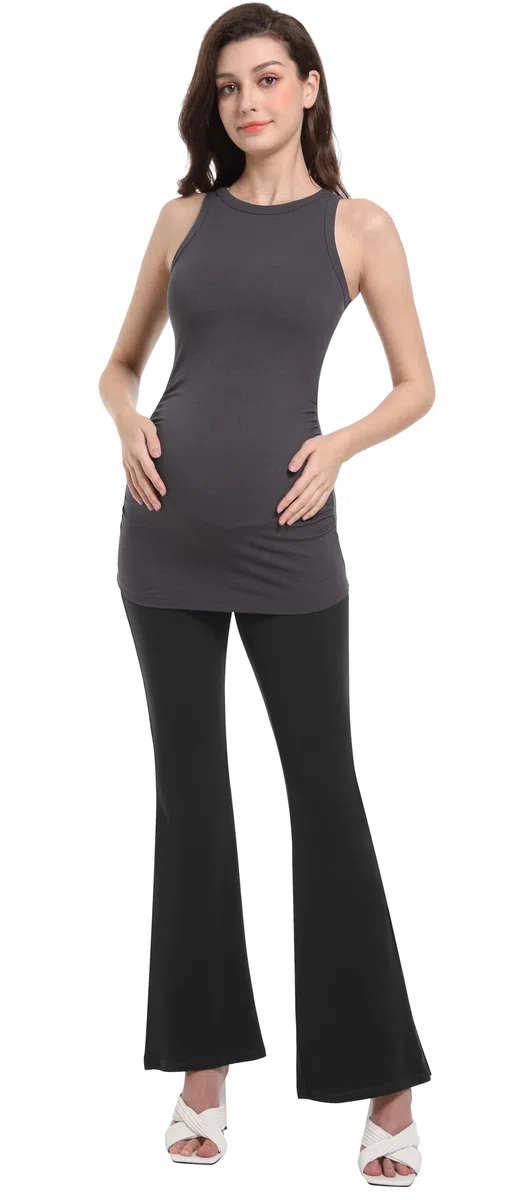 Legging De Maternité Femme Pantalon évasé De Yoga Travail Loisirs Sport Décontracté du Ventre De Sport