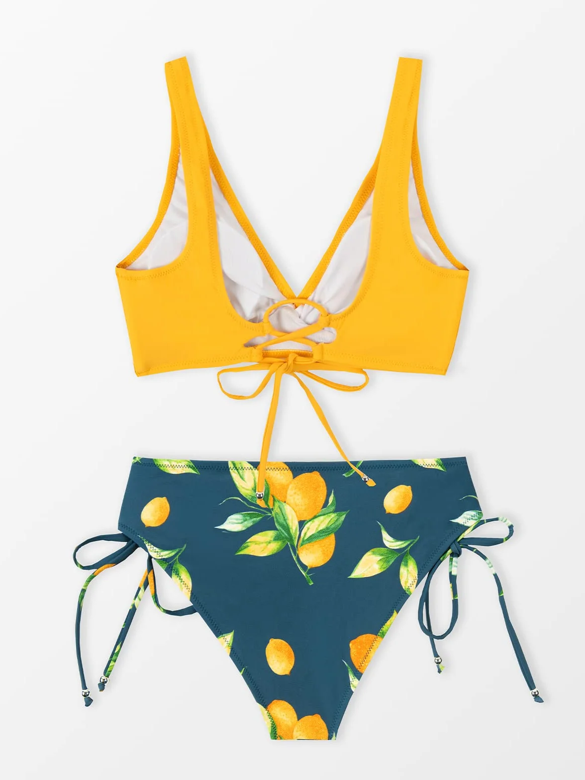 CUPSHE Femme Bikini Froncé et Torsadé Ensemble Bikini à laçage Imprimé Floral Maillots de Bain 2 Pièces