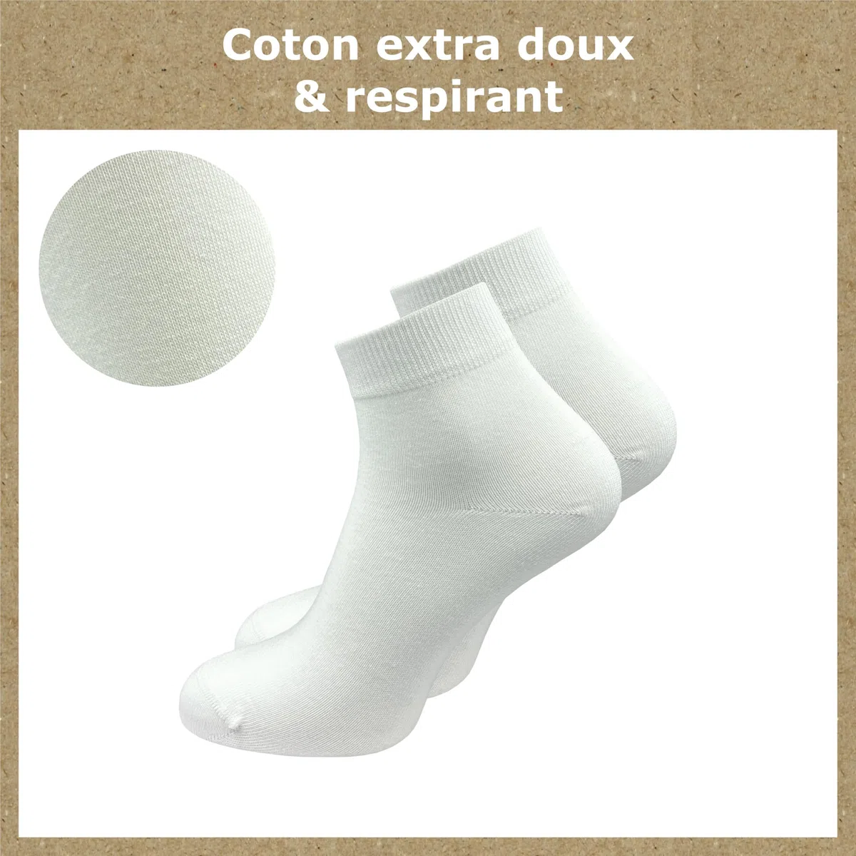 GAWILO Chaussettes quarter 100% coton pour hommes (6 ou 10 paires) | Plus longues que des socquettes, couvrent la cheville