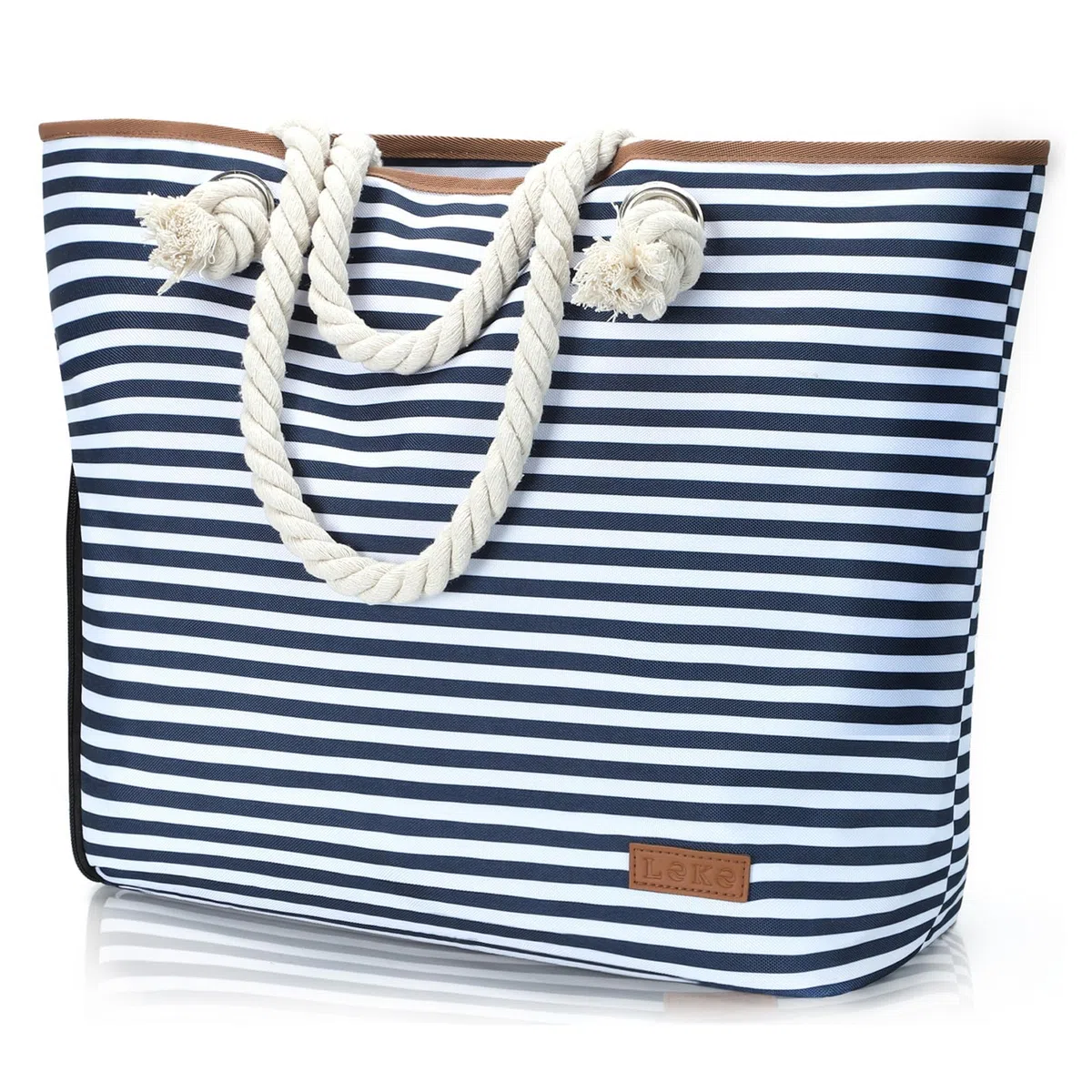 Grand sac de plage pour femme avec fermeture éclair, sac de bain polyvalent XXL, sac de sauna, sac de voyage, sac de plage, bleu à rayures, xxl