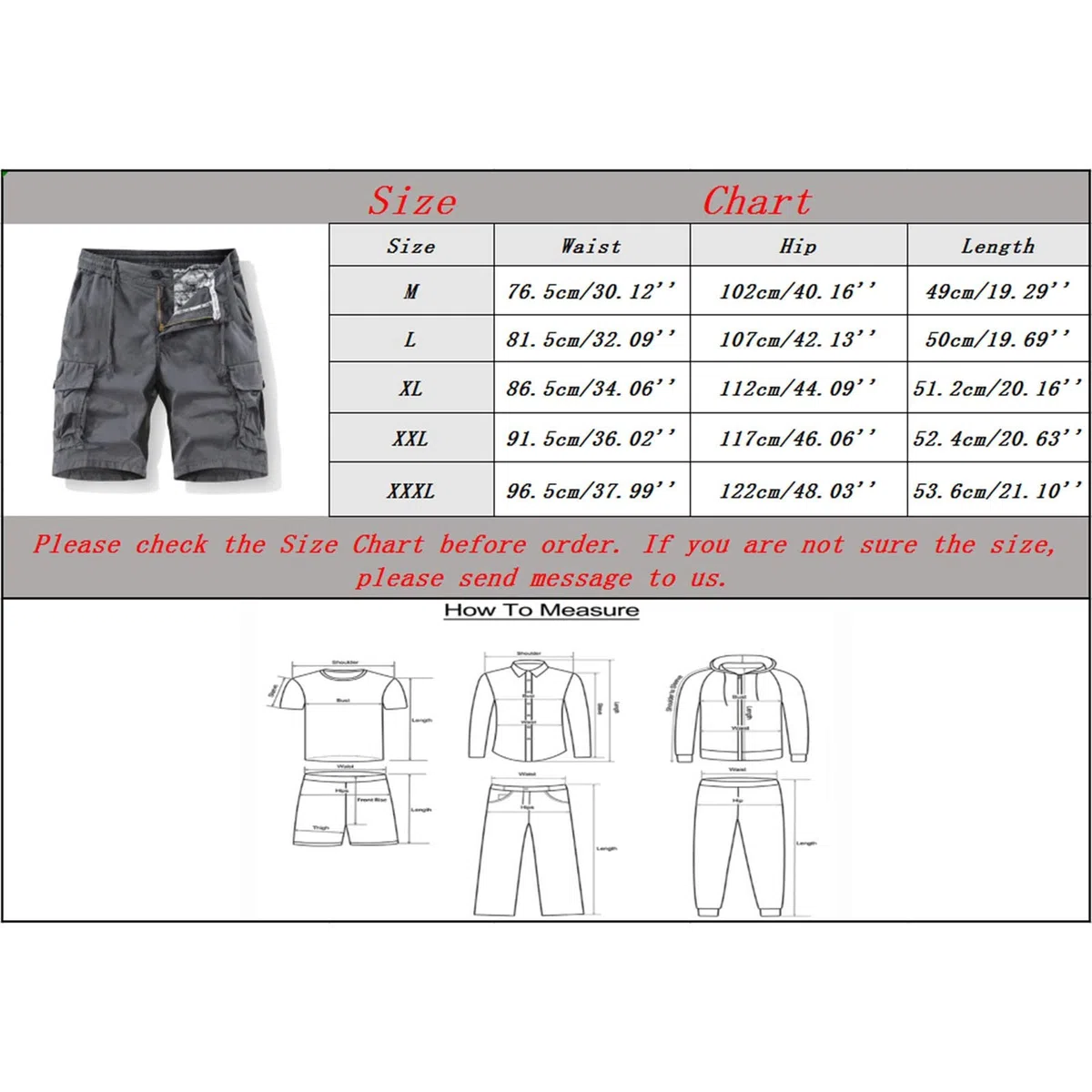 Generisch Pantalon cargo + homme cargo en toile d'été homme short décontracté homme pantalon cargo fitness
