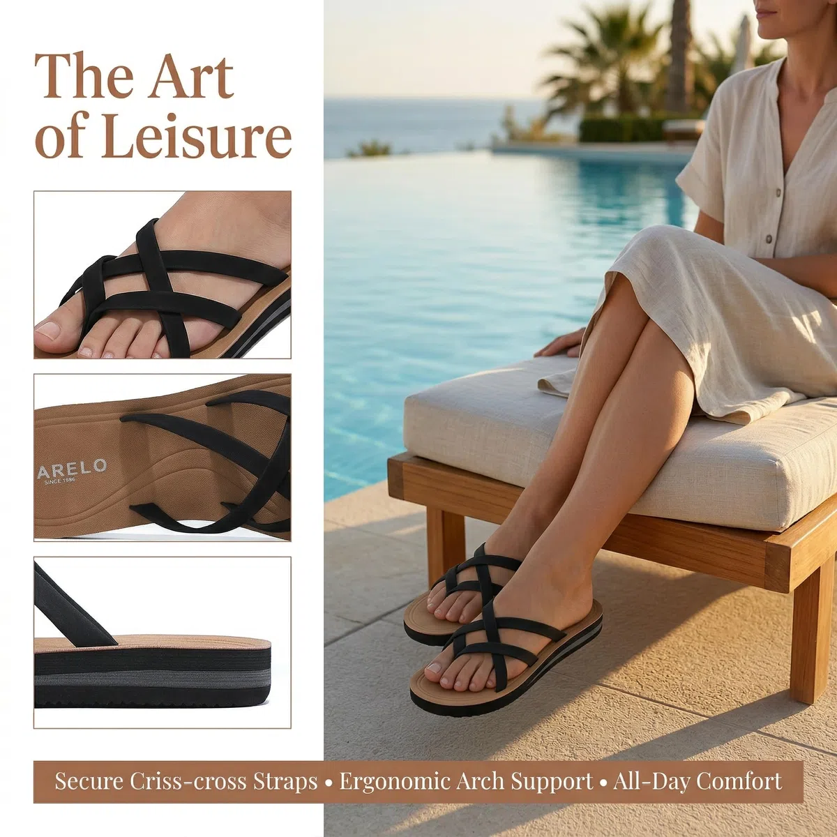 TARELO Tongs Femme Sandale Comfort Flip Flop Taille 36-41