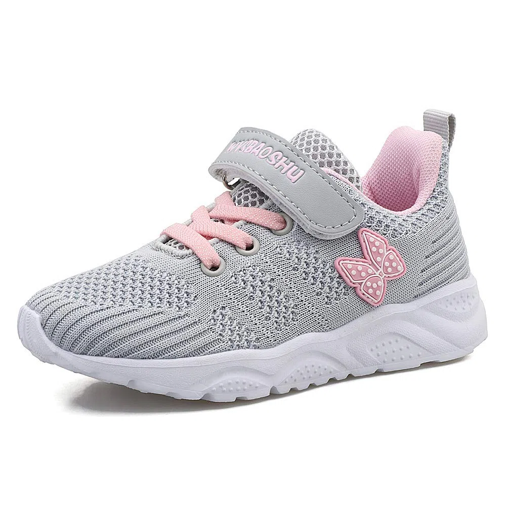 Basket Bébé Fille Chaussure de Course Fille Sports Running Fitness Enfant Sneakers Respirant pour Fille 27 EU,Gris
